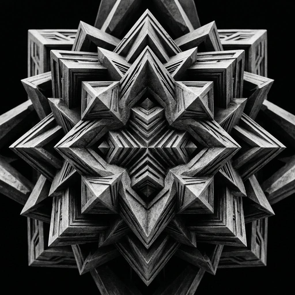 Étoile géométrique en béton, composition anguleuse